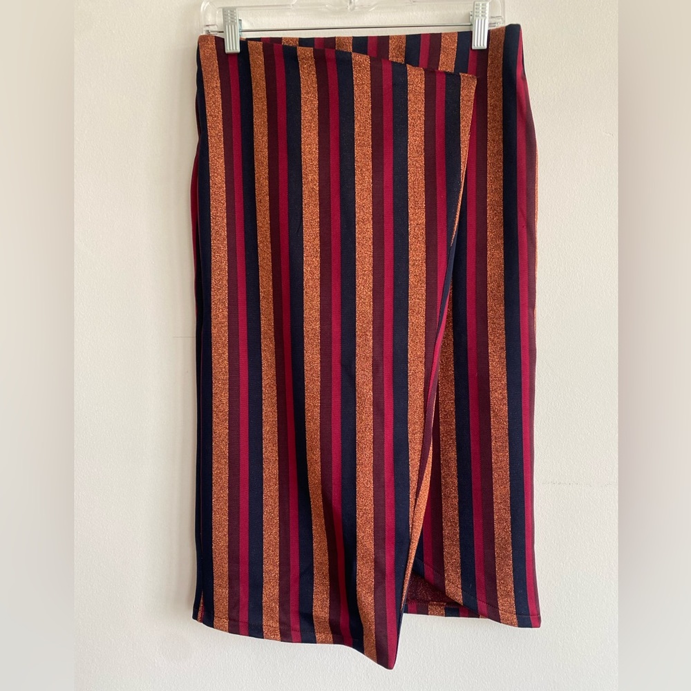 Multicolor Faux Wrap Skirt